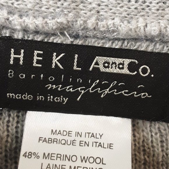 Hekla and Co. Italy Wool Cashmere Long Open Cardigan Blue Grey Size Med. - Picture 13 of 14